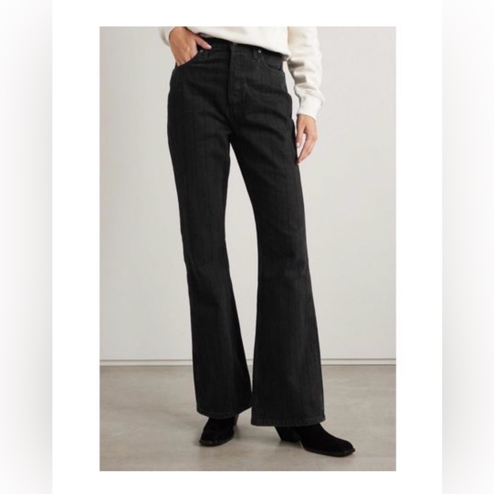 Re/Done Riding Jean Striped Night Rider Black 32x33” Bootcut Western Flare NWT